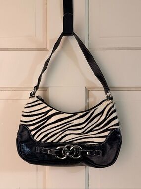 SOLD 
Wilsons Leather Black & White Zebra Print Going Out Bag